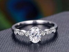 1.29ct Simulated Diamond Solitaire Ring White Gold Plated with Round Accents