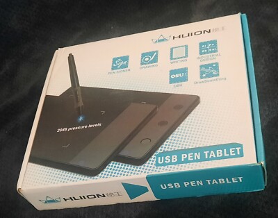 HUION (H420) USB Pen Tablet 2048 Pressure Levels Black Open Box