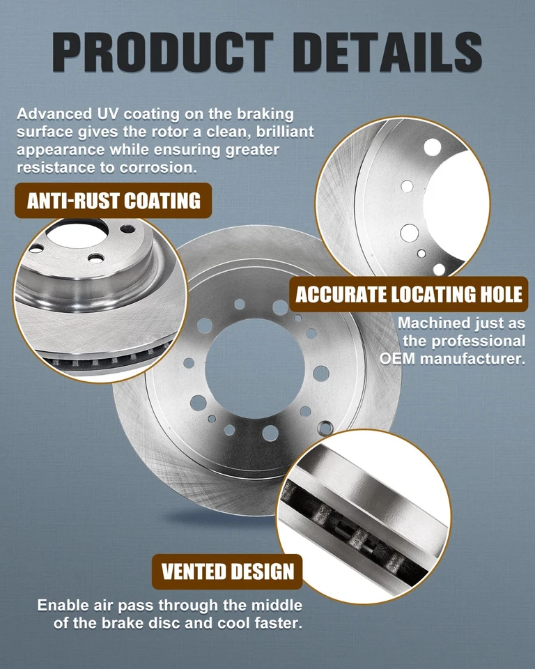 Front Disc Brake Rotors for 2007 - 2013 2014 2015 2016 2017 Jeep Wrangler Foto 3 de 4