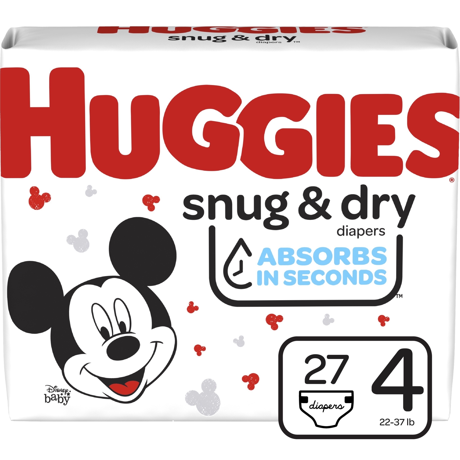 KIMBERLY CLARK 1 CA/108 EA 51472 Huggies Snug and Dry Diapers, Size 4, Jumbo 27