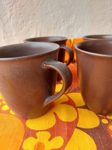 Set mit 4 Höganäs Keramik Schweden Vintage braun Keramikbecher, Tassen. - Bild 4 von 9