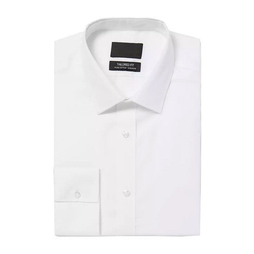 Ex Debenhams Mens White Shirt Long Sleeve Plain Button Up Formal