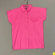 Women's S 80s 90s Button Up Shirt Pocket Oversized Minimalist Boxy Androgynous 