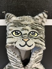 Baby Infant 6-9 M Hooded One Piece Gray Kitty Kitten Cat Costume Fur Trim Tail