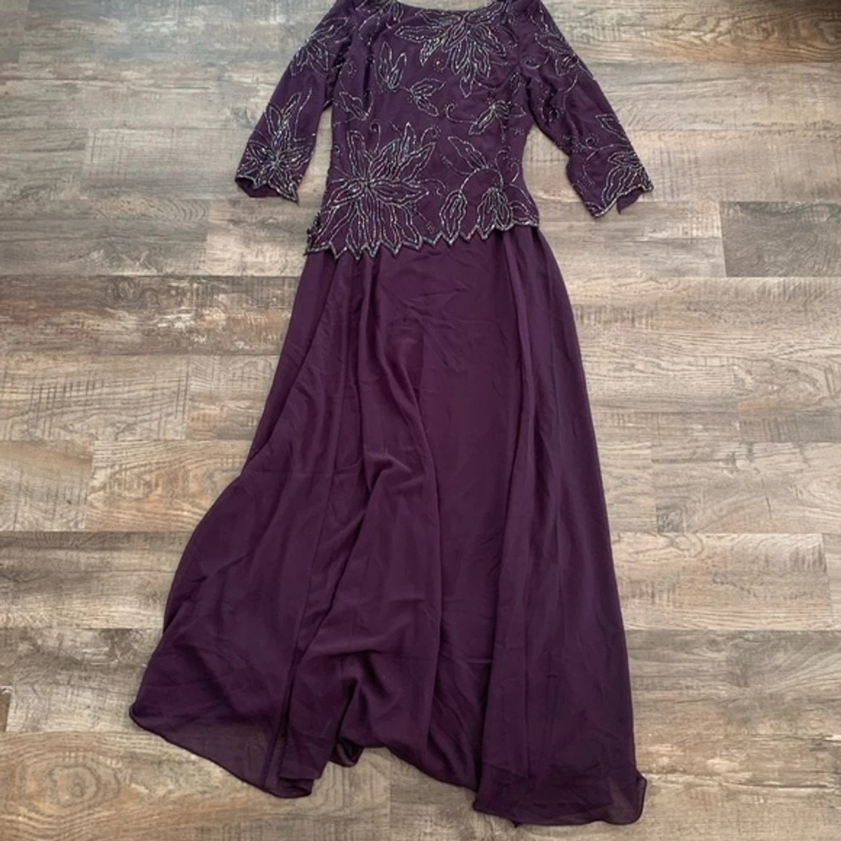 NWT J. Kara 3 4 beaded floral popover gown size 6 eBay