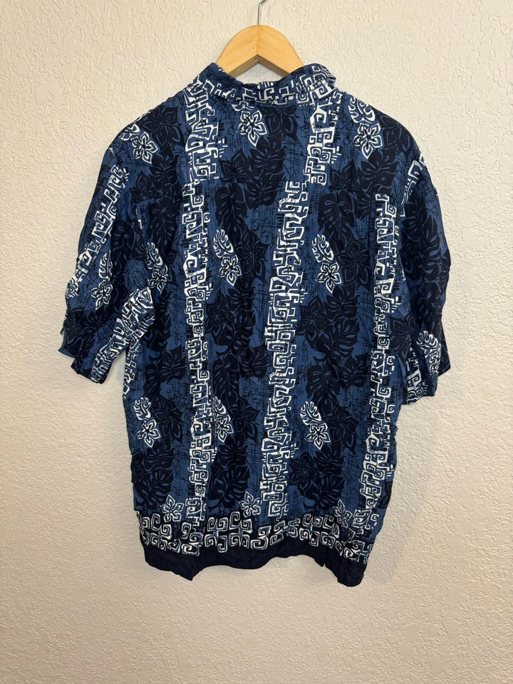 Camisa Top de Playa de Verano Hawaiana Azul Hana Bay Island Tropics - Talla Mediana Foto 2 de 4