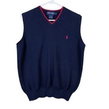 VTG Polo Golf Ralph Lauren 90s/Y2K Silk Blend Sweater Vest Sz L Preppy