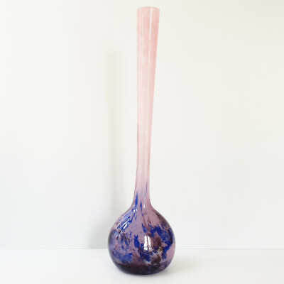Grand Vase Soliflor En Verre Berluze - Style Art Déco Années 50/60, Fait Main En France - Marron élégant