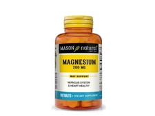 Mason Natural MAGNESIUM 200 mg Nerve Muscle Relaxation Energy Sleep  100 Tablets