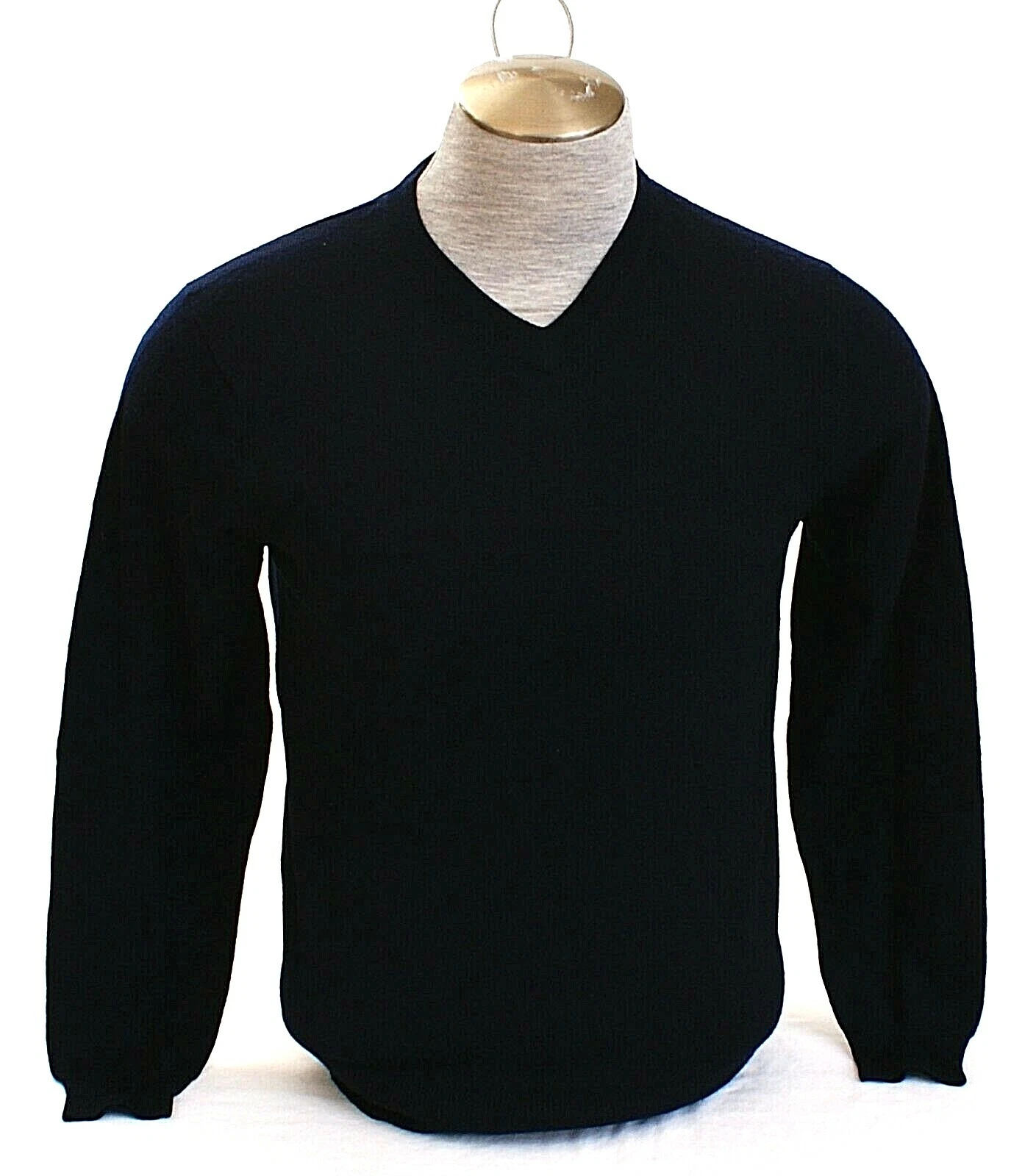 Garret Scott Dark Blue V-Neck Merino Wool Knit Sweater Men's NWT