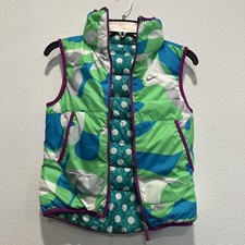 Nike Alliance Graphic Reversible Puffer Vest Girls Size Small Camo Polka Dots