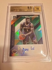 2019-20 Optic Signature GREEN PRIZM Zion Williamson RC AUTO BGS 9.5 10 PSA 10