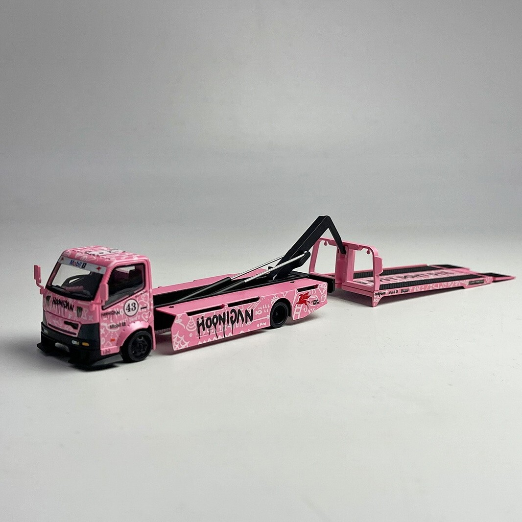 Micro Turbo 1/64 Scale Hino 300 Custom Tow Truck Pink Diecast Car