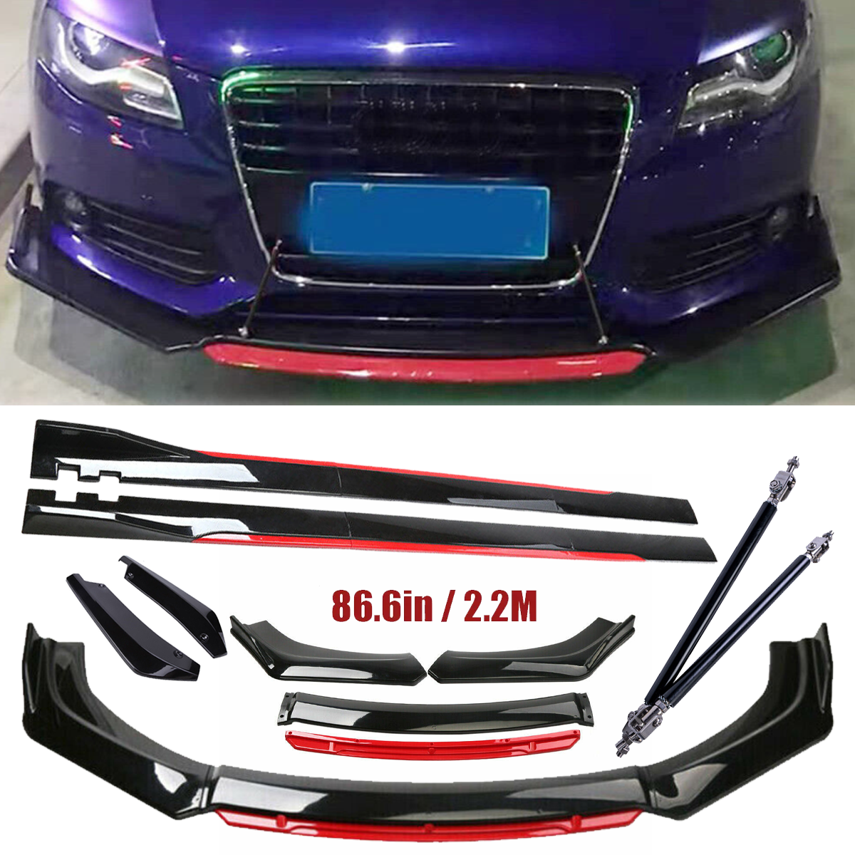 For Audi A3 A4 A5 A6 B7 B8 S4 Front Bumper Lip Spoiler Splitter Side Skirt Body