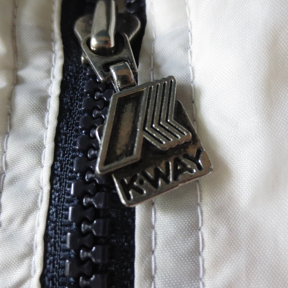 Imperméable Capuche Doublé Vintage 90s K-Way Homme L Blanc Crème - Photo 3/4