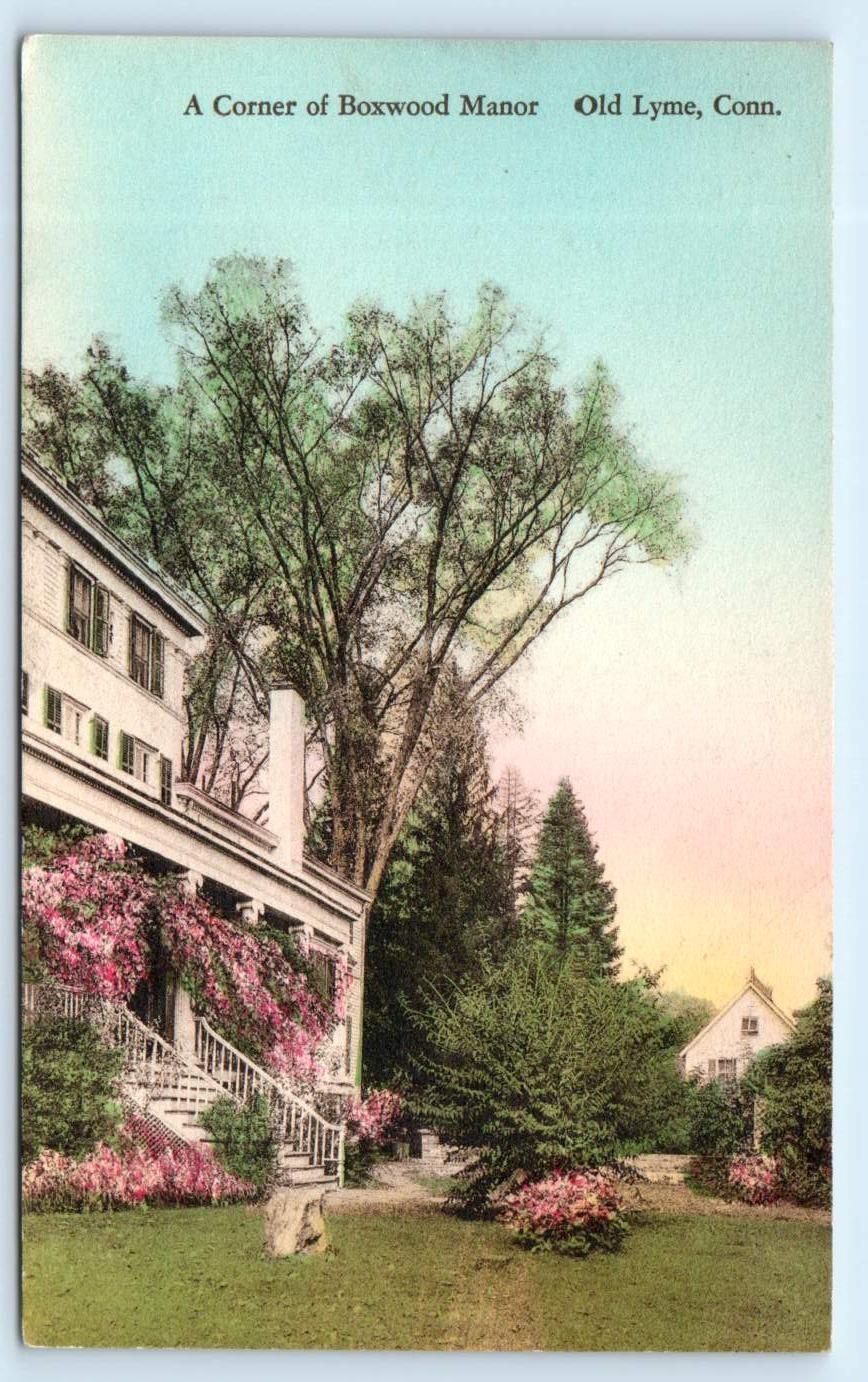 OLD LYME, CT Connecticut BOXWOOD MANOR c1930s Hand Colored Albertype