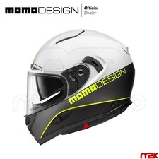 CASCO MOMO DESIGN INTEGRALE MOTO HORNET BIANCO FLUO DOPPIA VISIERA TG. L
