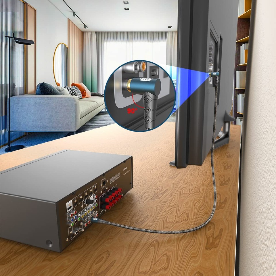 RCA Subwoofer Cable 90 Degree RCA to RCA Audio Cable 24K GoldPlated Nylon Br... eBay