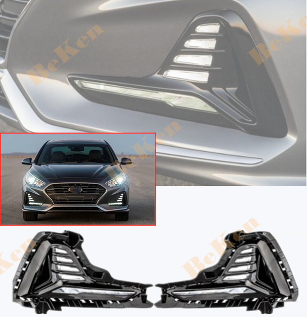 LED Daytime running lights Fog Light Kit w/ Bezel For 2018 2019