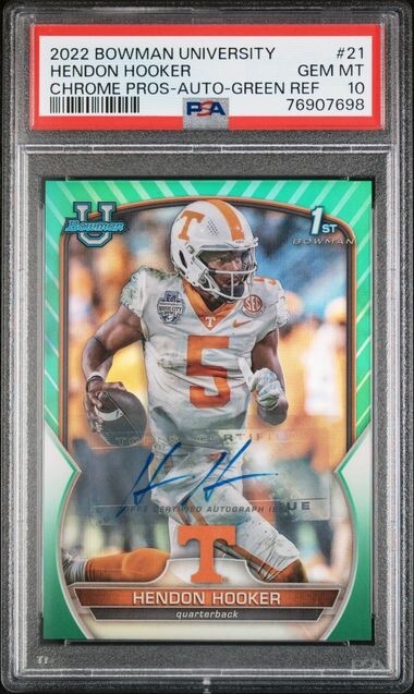 2022 Bowman U. Hendon Hooker Chrome Auto Green Refractor #71/99 POP 5 PSA 10!!!