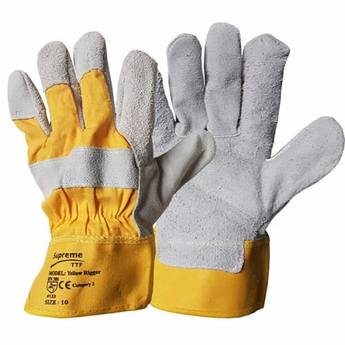 10 x Heavy Duty Rigger Gloves Cut Proof Canadian Leather Gardening Builders Work