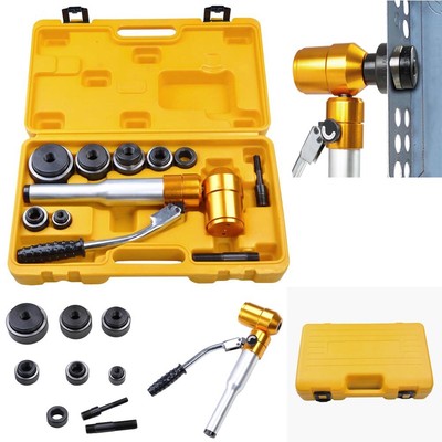 6Dies 6 Ton Hydraulic Knockout Punch Driver Kit Hand Pump Hole Tool Kit Portable