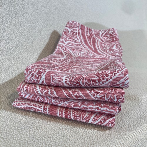 Lauren Ralph Lauren Vintage Cloth Napkins Set of 4 17.5x19.5 Pinkish Red Paisley - Picture 8 of 9
