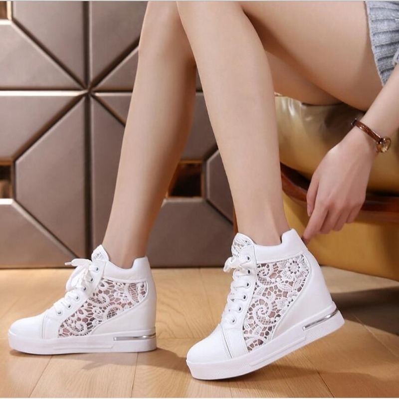 Women Wedge Platform Sneakers High heels Lace Up Shoes Round Toe Pumps  Casual | eBay