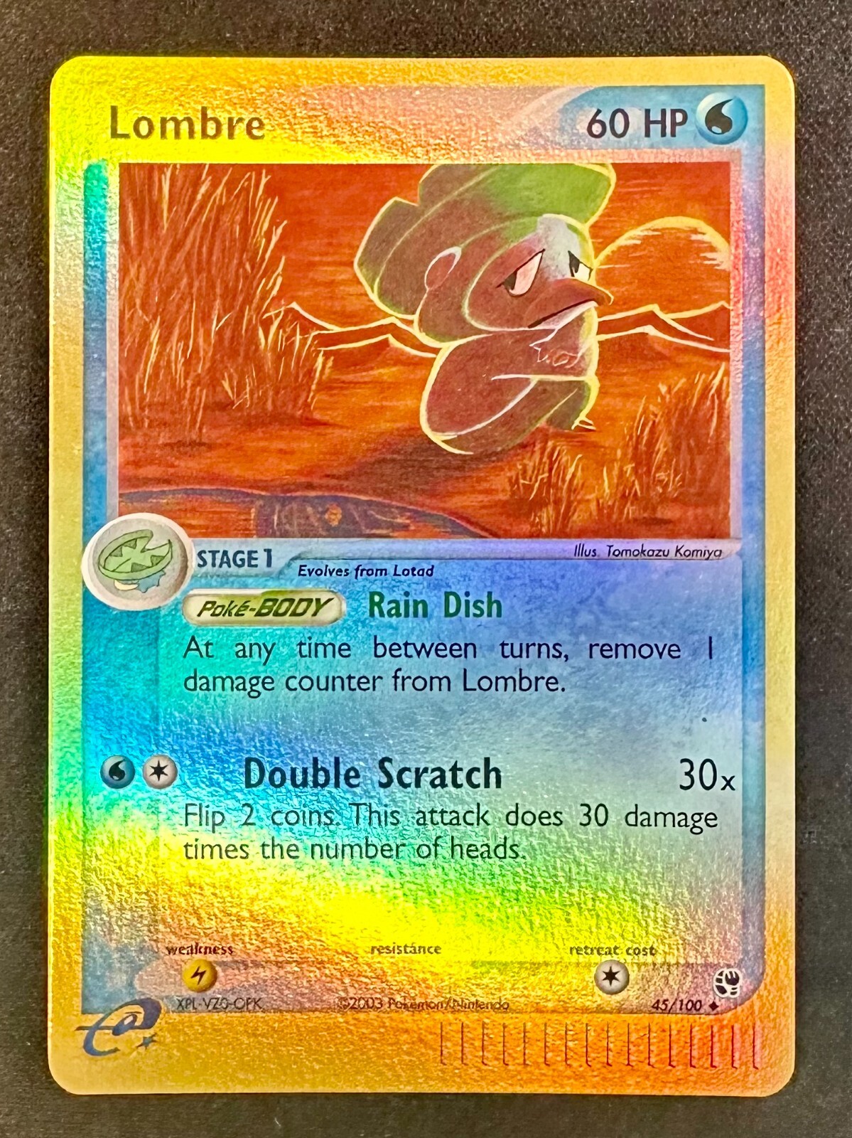 Lombre 45/100 EX Sandstorm Pokemon Card e-Series Komiya Artwork Reverse Holo Vlp