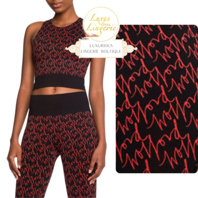 AURORA MONOGRAM CROP TOP by Wolford L jasper black Sport Yoga Elastisch Kurz