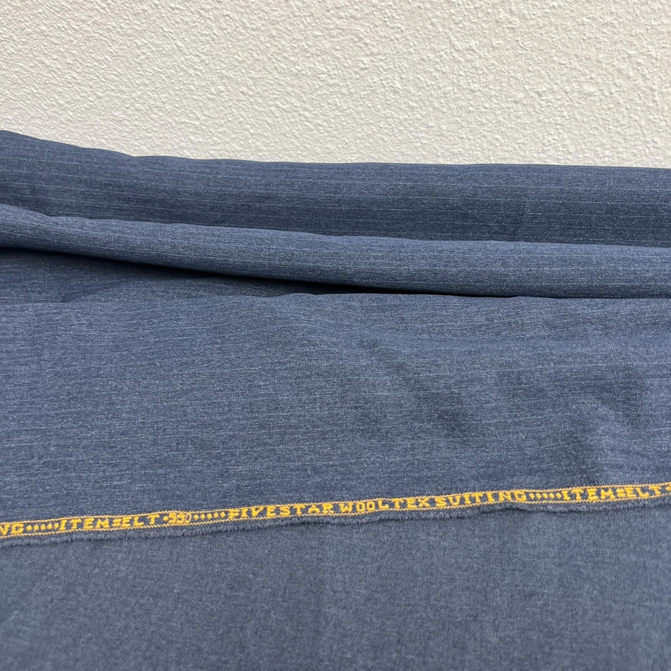 "Tela de traje textil Five Star Wooltex para sastre azul marino a rayas 59"" x 77""" Foto 4 de 4