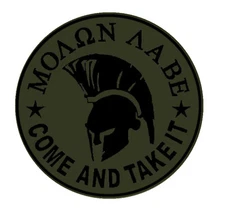 GREEN Molon Labe Morale military Tactical Patch Embroidered Iron-On Applique