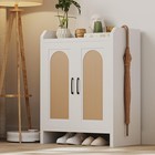 Mericonia 5-Layer Rattan Shoe Cabinet Hallway Storage Double Wooden Doors - New