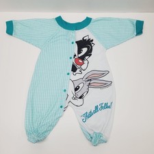 Vtg 1997 Looney Tunes Lovables Gerber Baby Onesie Bugs Sylvester Pajamas Pjs
