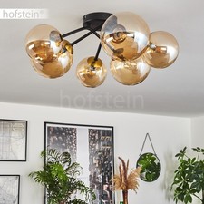 Lampa sufitowa HOFSTEIN Isorella wykonana z metalu / szkła czarny / złoty / bursztynowy