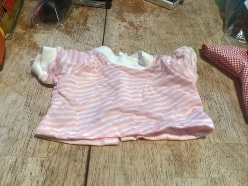 Vtg Cabbage Patch Kids Doll Clothes Pink White Striped Shirt Coleco 1983 RARE