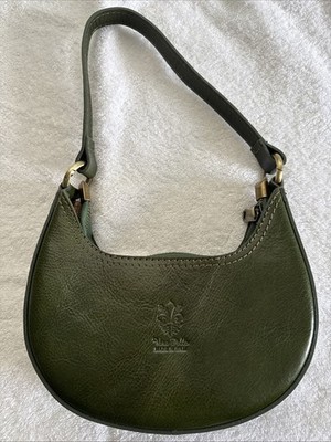 Vera Pelle Italian Leather Shoulder Bag Olive Green