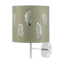 Modern Chrome Wall Light Lamp Fitting Fern Cut Out Shade Home Lighting