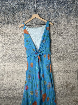 Kamisato Vintage 90s Blue Floral Colorful Sleeveless V-Back Maxi Dress Silk 10 | eBay Kamisato Vintage 90s Blue Floral Colorful Sleeveless V-Back Maxi Dress Silk 10 | eBay