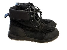 UGG Kids Turlock Weather Proof Black Lace Up Sz 4 Boots 1103505K FM1221F Suede
