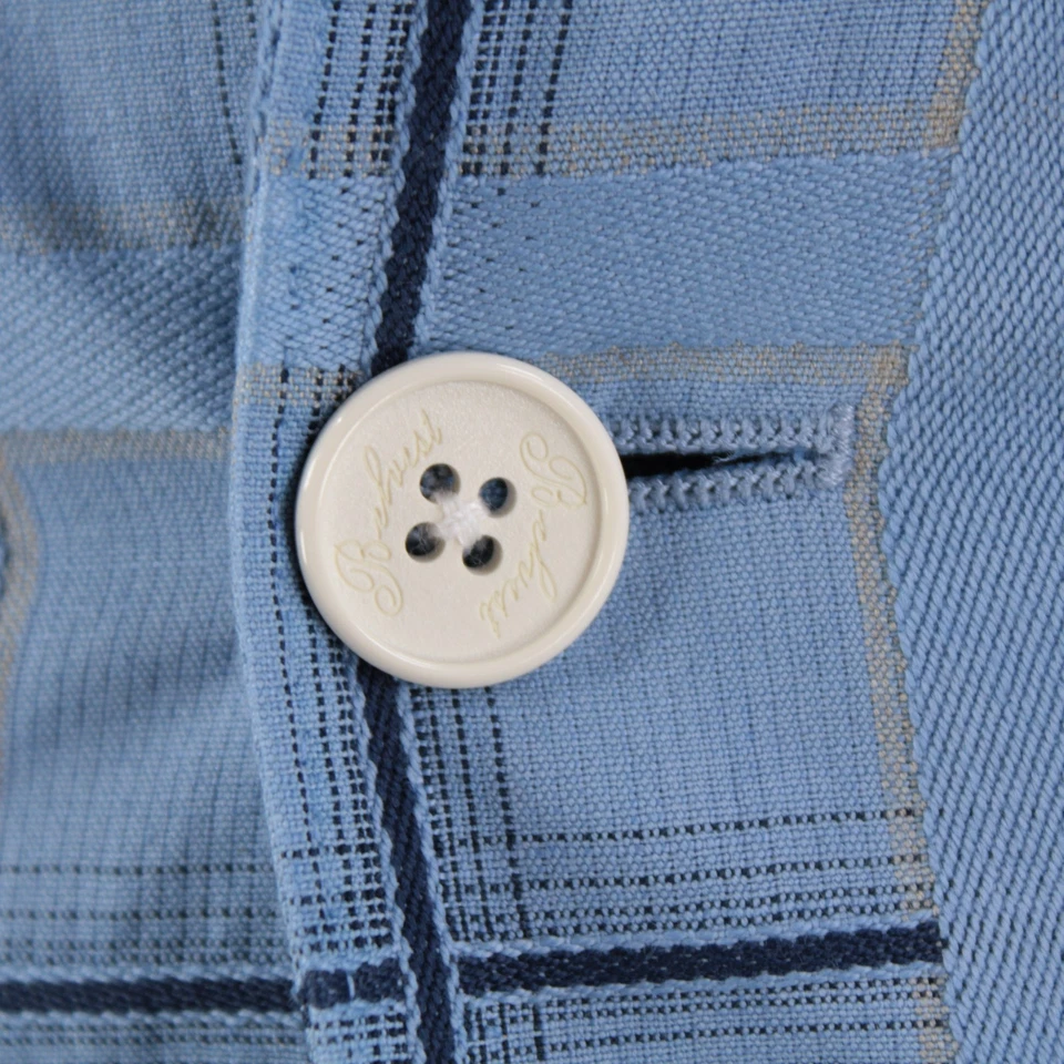 Belvest NWT Cotton Blend Sport Coat Size 46R (36R US) In Blues w/ Beige Plaid - Image 2 of 4