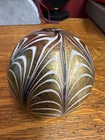 Vintage Murano Art Glass/Paperweight Pulled Feathers Gold & White