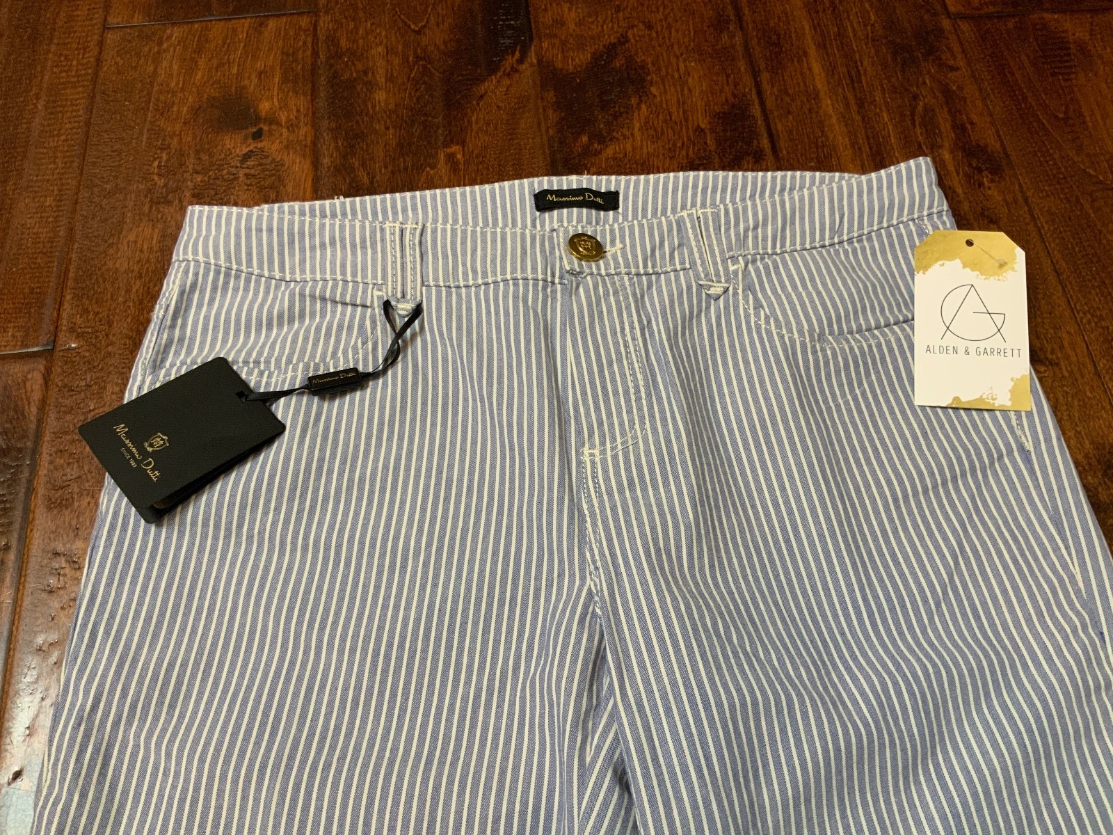 Massimo Dutti Blue & White Striped Slim Crop Denim Jeans, Size 6 (US), NWT! image 2