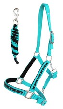 Nylon Horse HALTER Lead Rope Noseband Tack Teal Average Size 606122