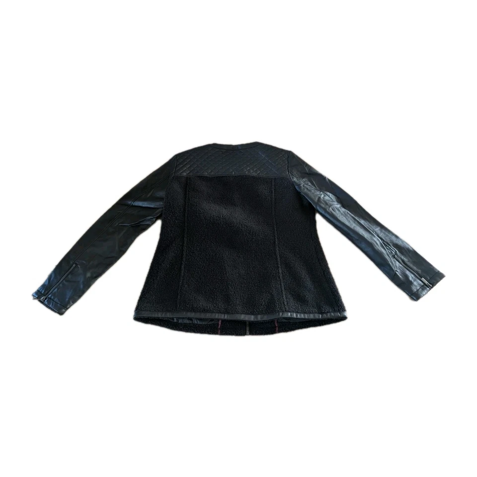 WEATHER TAMER Fleece & Faux Leather Zip Jacket Warm Great Condition Size M - Image 4 of 4