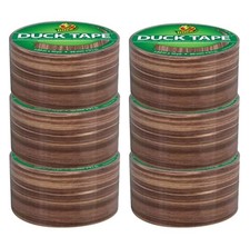 Duck Brand Woodgrain Printed Duct Tape, 6-Roll, Heavy Duty, 180ft