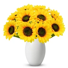 Artificial Sunflowers with Stems, 10 Pcs 6 Inch Sunflowers Artificial Flowers...
