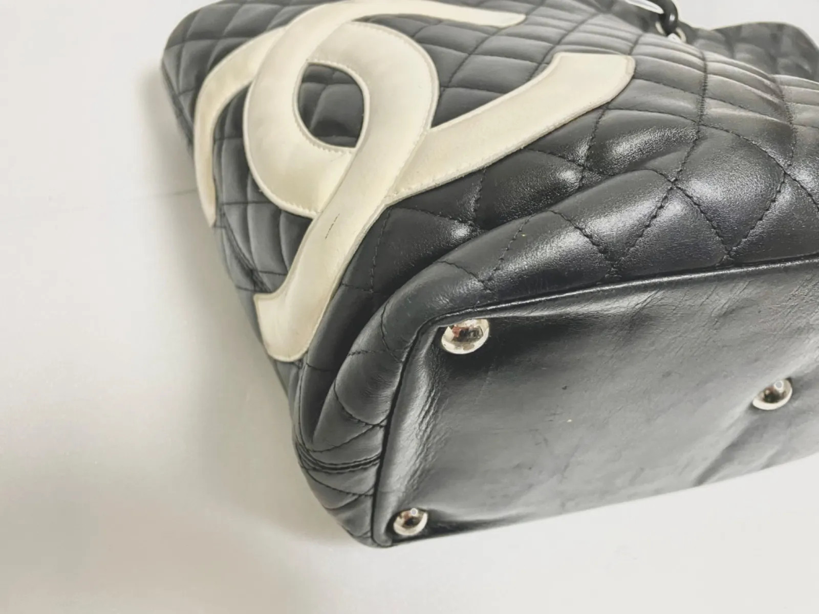 CHANEL Cambon Line Shoulder Bag Black CC Logo Quilted Authentic Rare image 2
