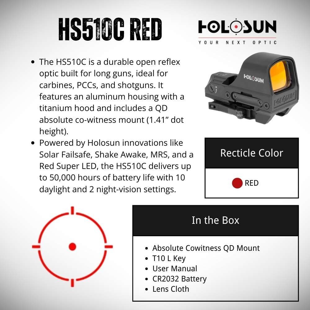 HOLOSUN HS510C 2 MOA Open Reflex Circle Dot Solar Power