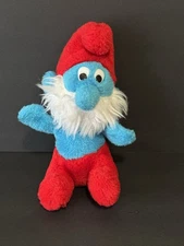 Papa Smurf 8" Plush Stuffed Toy Peyo Vintage 1981 Wallace Berrie & Co. Korea